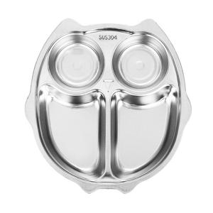 Stainless Steel Divided Plate Cute Cartoon Dinner Tray Lunch Container Kids Toddlers Babies Serving Platter for School Canteen Camping BPA Free