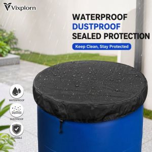 Water Barrel Cover Oxford Cloth Waterproof Dustproof Elastic Drawstring Outdoor Storage Drum Lid Protector
