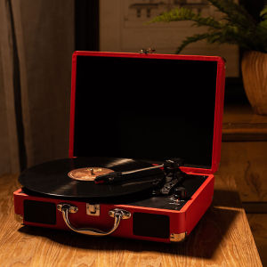 Fast Shipping Retro Vinyl Record Player with 2 Speakers LP Turntable Stereo Sound Suitcase Gramofon Statics Vinyl Vintage Phonograph Home Decorative Tool 33/45/78Rpm with UK Plug RCA Audio Output Headphone Output