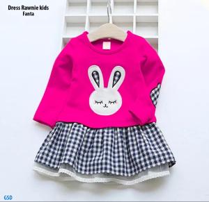 Jfrendfashion COD-Dress anak bergambar / Mini dress kids murah / Baju anak perempuan / Fashion anak perempuan / Pakaian perempuan / Dress kids Rawnie Kelinci