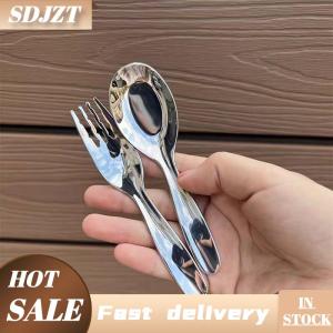 SDJZT Thép Không Gỉ Vòng Muỗng Net Màu Đỏ Vàng Bữa Ăn Tối Dài Xử Lý Khuấy Món Tráng Miệng Thìa Cho Nhà Bếp Phụ Kiện Tiện Ích