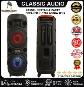 New Upgraded by Classic Audio KASSEL PORTABLE PARTY SPEAKER K-8202 6800W 8"x2 (Original)