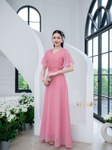 ALL LADIES เดรสแม็กซี่ชีฟองลูกไม้นิ่ม