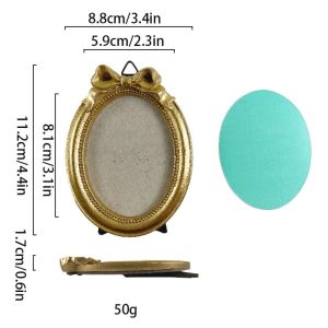 VOIDFARE Gold Baroque Style Photo Frame Resin Mini Picture Frame Ornaments Unique Vintage Photo Display Holders Tabletop Wall Decor