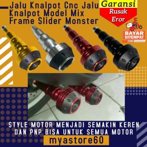 Jalu Knalpot Kenalpot Cnc Jalu Slider Pelindung Penahan Knalpot Model Mix Frame Slider Monster Full CNC Aksesoris Variasi Motor