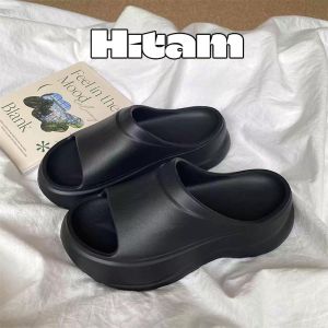 Miniyoko Sandal Wanita Kekinian Wedges Kekinian Tebal Eva Sendal Jelly Wanita Bahan Karet Tinggi 5Cm Terbaru