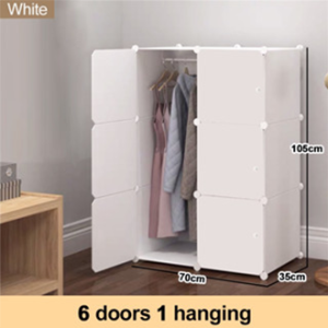 Almari Pakaian Storage Cabinet Black/White Door Cabinet Hanging Clothes Organiser  Cartoon Pink/Blue Color Wardrobe Plastic Bedroom Wardrobe/ 卧室衣柜