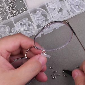 Portable Eyewear Repair Kit Silicone Nose Pad Set Precision Screws Screwdriver Tweezers & Ear Hooks for Spectacle Repair