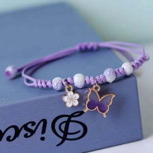 Fashion Handmade Butterfly Pendant Bracelet Weet Pendant Braided Bracelets Lucky Adjustable Bracelet