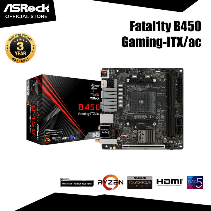 ASRock Fatal1ty B450 GAMING ITX/AC AMD Motherboard Lazada