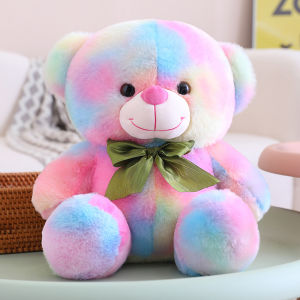 JOJO CASTLE 25/35/45cm Fantastic Rainbow Colorful Plush Bear Plush Toy Stuffed Animals Brown Teddy Bear Soft Doll Kids Toys Birthday Gift 泰迪熊玩偶