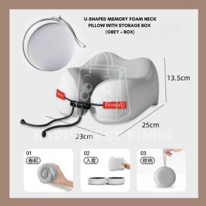 U-Shaped Memory Foam Travel Pillow | Soft Massage Neck Pillow with Storage Box | Upgrade Comfort Cushion