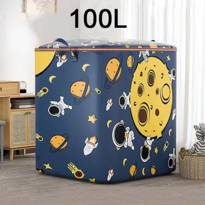 220L Large Quilt Storage Bag Blanket Organization with Cover Zipper Big Size Foldable Laundry Basket Clothes Storage Box Wardrobe Organizer Containers