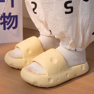 [Free Shipping] Cheese Slippers 2025 Autumn New Indoor Non-Slip Beach Outdoor CoupleS Low-Heel High-Heel Slide Sandals