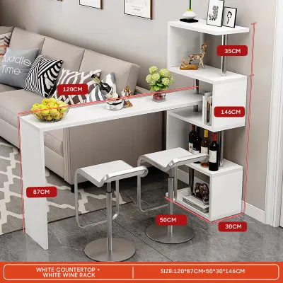 Wine Cabinet Wine Table Modern Rotating Bar Table Bar Counter Table Coffee Table White Wood