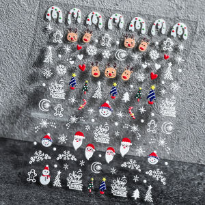 ZEEMIN  3D Cute Christmas Snowman Nail Art Sticker Winter Snowflake Santa Claus Elk Nail Decals Xmas Series New Year Manicure Stickers%#