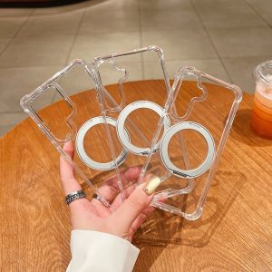 Clear Wireless Charging Magnetic Rotate Stand Case For Samsung Galaxy S26 Ultra S25 S24 A57 A56 A55 Slim PC Hard Phone Cover