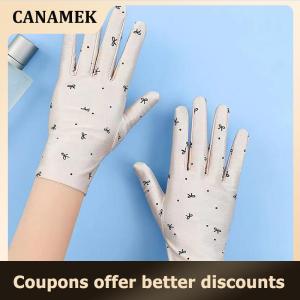 【 CANAMEK 】 Women Driving Riding Mitten Sunscreen Gloves Female Summer Breathable Elastic Sun Protection Glove For Lady Girl