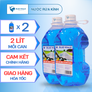Combo 2 can nước rửa kính ô tô 2L BlueWhale xóa sạch vết bẩn trên kính lái hiệu ứng lá sen