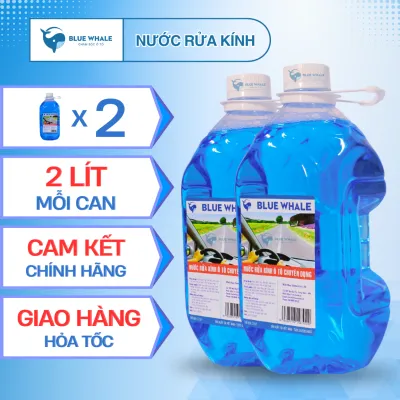 Combo 2 can nước rửa kính ô tô 2L BlueWhale xóa sạch vết bẩn trên kính lái hiệu ứng lá sen