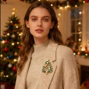 CX🎄💓💥 Giáng Sinh Lễ Hội Rhinestone Sao Cây Giáng Sinh Trâm Cổ Điển Corsage Pins Tiệc Đảng Ba Lô Quà Tặng Trang Sức Phụ Kiện