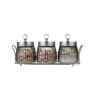 Stoples Kue Kering Kacang Edisi Emas Snack Jar Gold Bahan Kaca Dengan Nampan Mewah 480ml WEO AZ1538