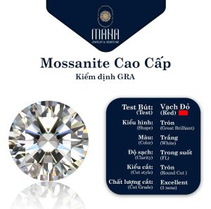 Kim cương Moissanite màu Trắng 4.0 - 10.0 ly viên Tròn Hàng Mỹ (kèm Kiểm Định GRA)