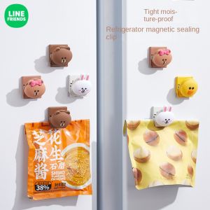 100% Authentic Line Friends Food Freshness Sealing Clip Magnetic Fridge Magnets Moistureproof Snack Klip Seal Clamp BROWN CONY SALLY LFB109