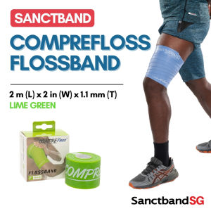 Sanctband COMPREFloss Flossband 2 inch x 2m Myofascial Release Flossbands Light Level Resistance Bands Lime Green