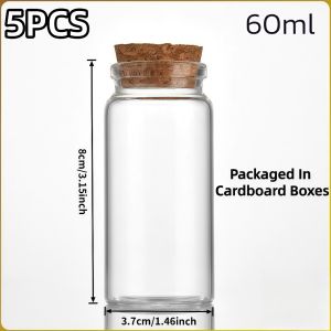 Small Glass Bottles with Wooden Corks 50ml and 60ml for Art Crafts Storage Party Decoration Wedding