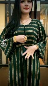 Gamis jumbo salur rempel  terbaru  Ld 120 cm Pnjg 137 cm busui resleting depan ad tali samping tangan rempel bawah rempel muter berat 1pcs gamis salur -+ 420gram
