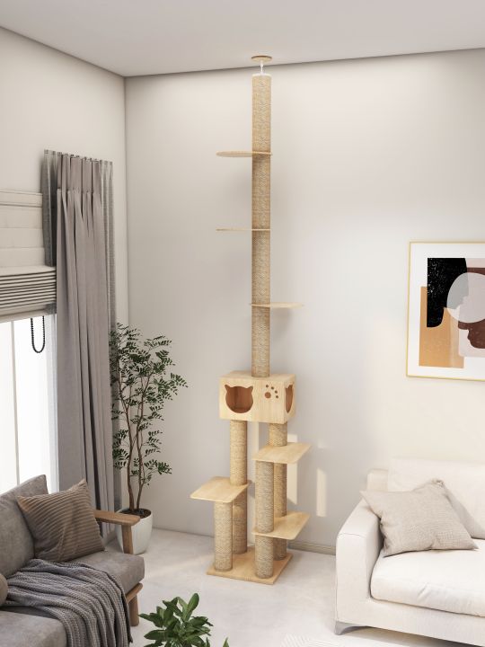 DDhouse Sky-high feline paradise Floor to Ceiling Cat Tree Condo/ Cat ...