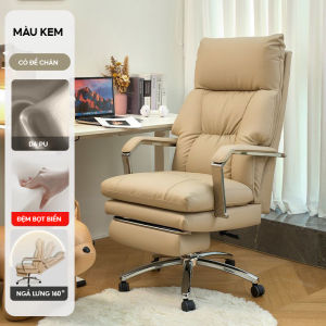 Ghế Da Văn Phòng Cao Cấp Ghế Xoay Văn Phòng 360 độ Có Gác Chân Ghế Giám Đốc da Cao Cấp Đệm Dày Chân Kim Loại Chịu Lực Tốt