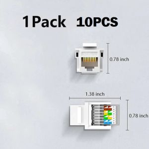10PC Cat5E/Cat6 RJ45 Keystone Ethernet Module Female Jack Network Punch Down Connector Wall Adapter White Coupler