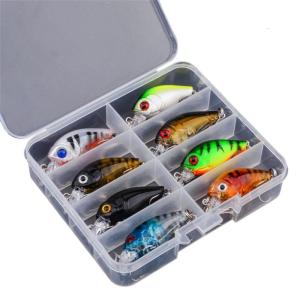 8pcs Plastic Fishing Baits Crankbait Wobbler Topwaters Artificial Hard Baits Minnow Fishing Lure for Fishing Tackle