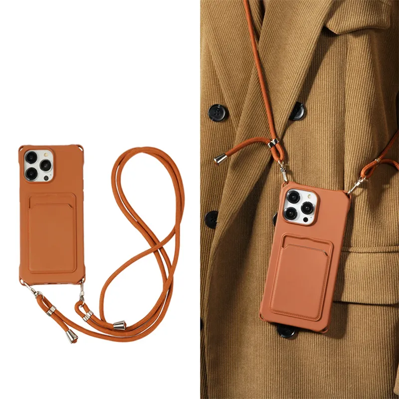 Crossbody Necklace Lanyard Cord Strap Silicone Phone Case For