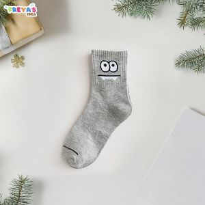 FR-P626 Kaos Kaki Panjang Diatas Mata Kaki Pria Wanita Motif Mata Garis / Kaus Kaki Pendek Motif