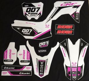 decal stiker full body crf putih hitam list ungu