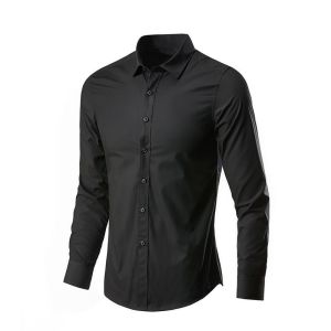 Stylish long sleeve formal/business polo mens plain cotton 5 color size S to XL