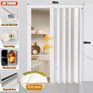 PV Sliding door Thickened Frame Room Partition Door Folding Door for Home and Shop (200Height)