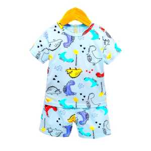 FREE OGKIR COD SETELAN ANAK BAYI BALITA MOTIF DINO PENDEK BIRU 0-2 TAHUN