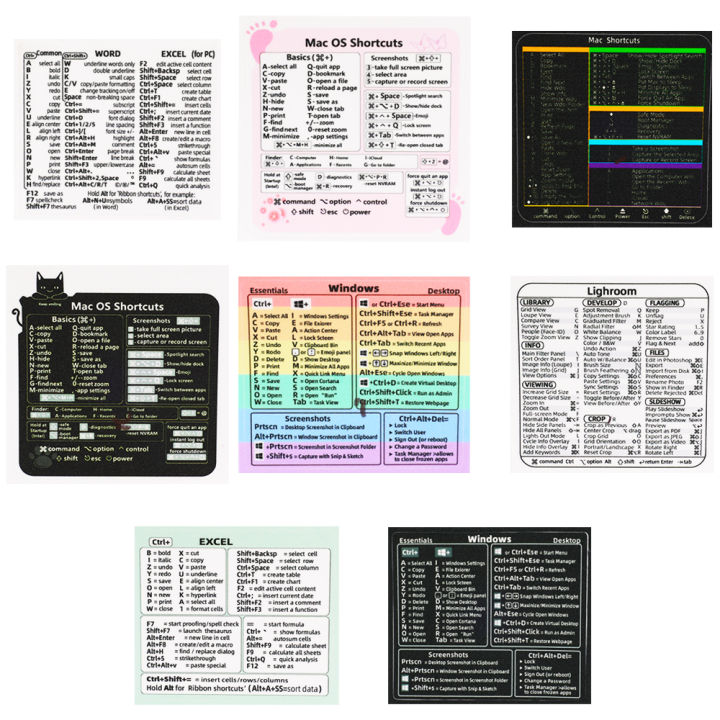 Window Software Sticker Laptop Software Shortcut Key Sticker Transparent Windows PC Reference ...