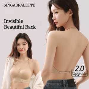 【SINGABRALETTE】Backless Bra U Shaped Foundation Invisible Seamless Bra Soft Support Small Chest Push Up Breathable   Underwear