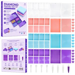 NOBLELUX Multi-grid Diamond Painting Tray Diamond Painting Tools Anti-spill Diamond Sorting Plate with Lid Diamond Sorting Tray Diamond Art Accessories