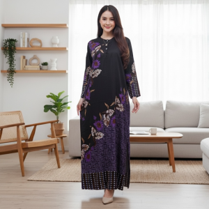 Bakul Daster - Longdres Batik Mikhayla Lengan Panjang Daster busui Baju batik Dress Panjang Kekinian
