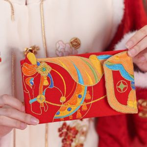 DFVDSPW Chinese 2026 New Year Red Envelope Glitter Frosted Cartoon Lucky Money Pockets Red Packet Bronzing Spring Festival Envelope Lunar Year Celebration