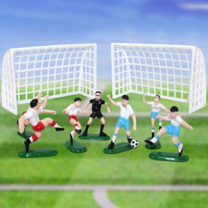 10pcs in 1set Plastic football boy white/color clothing goal football player football field cake decoration cake topper