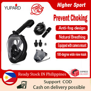 YUPARD Profeessional easy bieath dry diving Full face mask Anti-fog design Seaside Silicone Diving snorkeling and Waterproof Swimming Equipment [COD]