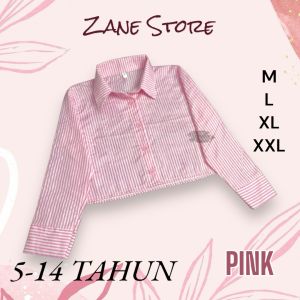 Kemeja CROPTOP anak perempuan motif salur 5-12 Tahun fashion anak viral kekinian lebaran