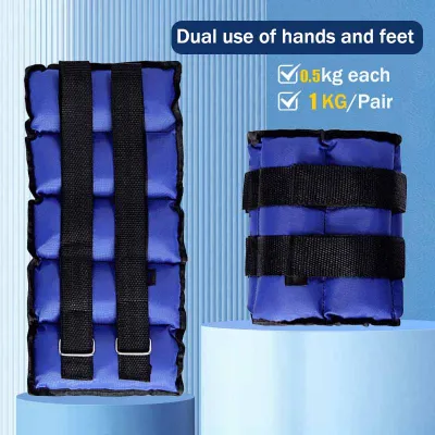 Ankle Weights Sand Bag Pair 1kg-6kg Adjustable Leg Ankle Wrist Sand Bag Pair Weights Strap Strength